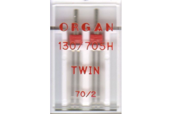 Игла бытовая двойная № 70 в блистере по 2 шт. ширина шва 2 мм ORGAN NEEDLES TWIN 130/705H № 70/2 (5102042BL) Инструмент швейный