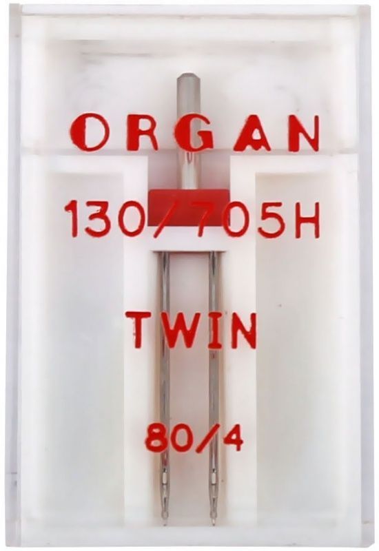 Игла бытовая двойная № 80 в блистере по 3 шт. ширина шва 4 мм ORGAN NEEDLES TWIN 130/705H № 80/4 (5102048BL) Инструмент швейный