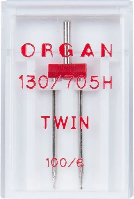 Игла бытовая двойная № 90 в блистере по 1 шт. ширина шва 4 мм ORGAN NEEDLES TWIN 130/705H № 90/4 (5102051BL) Инструмент швейный