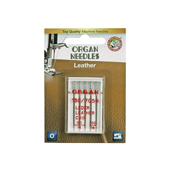 Игла бытовая для замши и кожи № 90-100 в упаковке ECO PACKS по 5 шт. ORGAN NEEDLES LEATHER 130/705H LL № 90-100/5 (5926000) Инструмент швейный